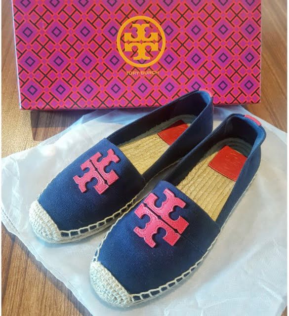 Tory Burch Navy Blue/Red Weston Flat Espadrilles – THE OUTLET