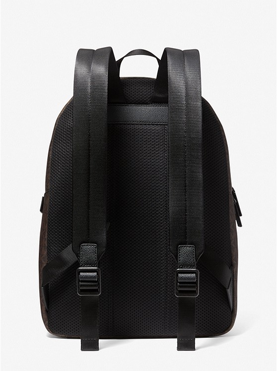 Michael Kors Genuine Men039s Greyson Canvas Logo Backpack BrownBlack  398  eBay