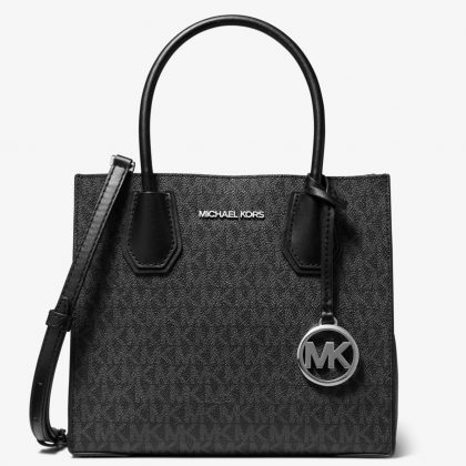 Michael Kors Mercer Medium Logo And Leather Accordion Crossbody Bag-Color: Black
