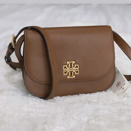Tory Burch Britten Saddle Small Crossbody Bag – Color Brown