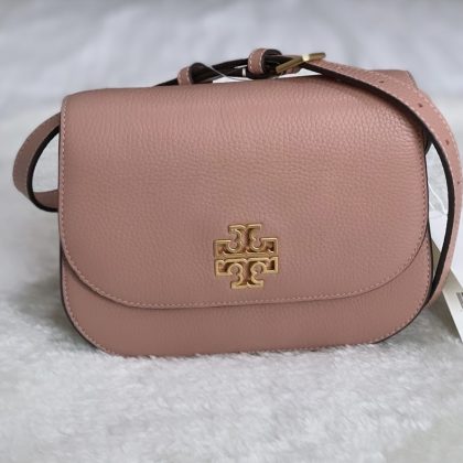 Tory Burch Britten Saddle Small Crossbody Bag- Color: Pink Moon
