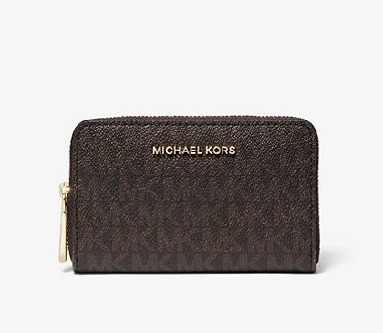MICHAEL KORS Small Logo and Leather Wallet-Color: Brn/Acorn