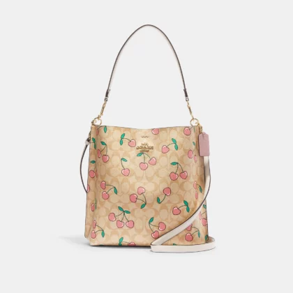 Coach Mollie Bucket Bag In Signature Canvas With Heart Cherry Print