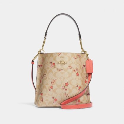 Coach Mollie Bucket Bag 22 In Signature Canvas With Heart And Star Print