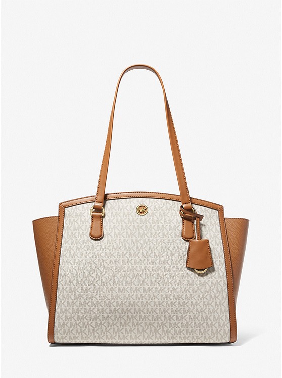 Michael Kors Chantal Large Logo Tote Bag-Color: Vanilla/Acorn – THE ...