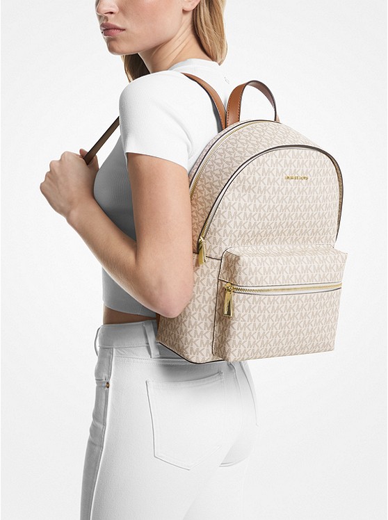 Michael Kors Valerie Medium Logo Backpack Color Vanilla Acorn 