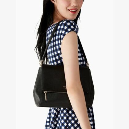 Kate Spade Leila Medium Flap Shoulder Bag-Color: Black