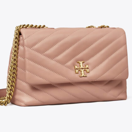 Tory Burch Small Kira Chevron Convertible Shoulder Bag-Color: Meadow Sweet/Rolled Gold