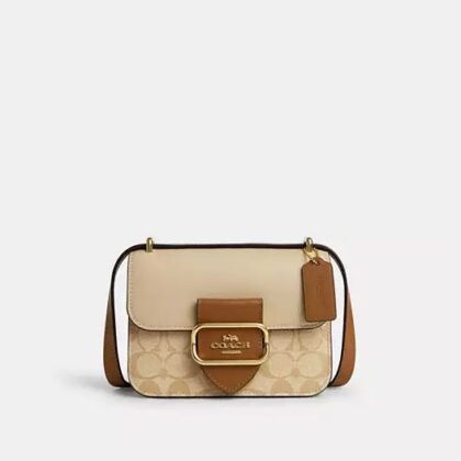 Coach Morgan Square Crossbody Bag In Blocked Signature Canvas-Color: Signature Canvas/Gold/Light Khaki/Khaki Multi