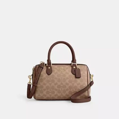 Coach Rowan Satchel Bag In Signature Canvas-Color: Signature Canvas/Gold/Tan/Brown