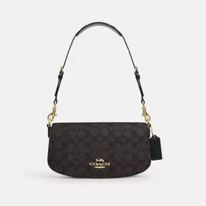 Coach Andrea Shoulder Bag In Signature Canvas-Color: Signature canvas/Gold/Walnut/Black