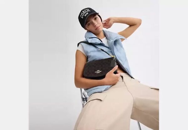 Coach Andrea Shoulder Bag In Signature Canvas-Color: Signature canvas/Gold/Walnut/Black - Image 2