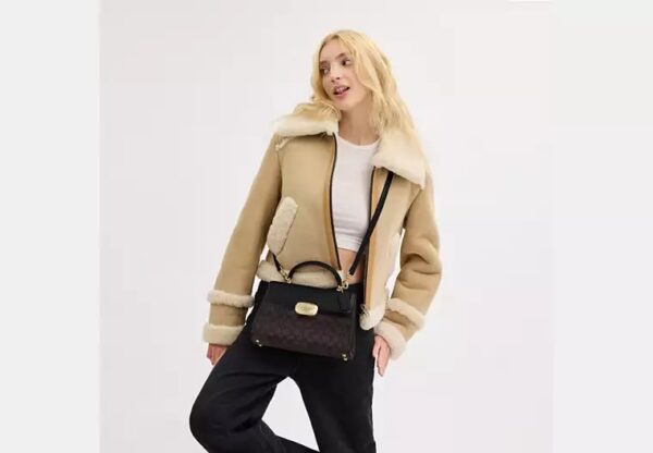 Coach Eliza Top Handle Bag In Signature Canvas-Color: Signature canvas/Gold/Walnut/Black - Image 2