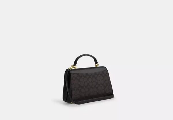 Coach Eliza Top Handle Bag In Signature Canvas-Color: Signature canvas/Gold/Walnut/Black - Image 4