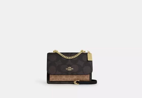 Coach Klare Crossbody Bag In Blocked Signature Canvas-Color: Signature canvas/Gold/Walnut/Tan