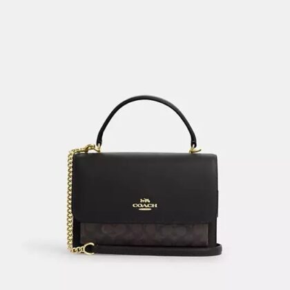Coach Klare Top Handle Bag In Signature Canvas-Color: Signature canvas/Gold/Walnut/Black