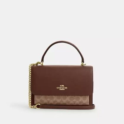 Coach Klare Top Handle Bag In Signature Canvas-Color: Signature canvas/Gold/Tan/Brown
