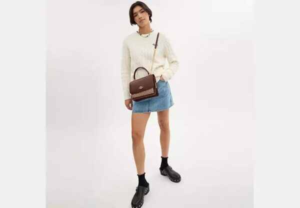 Coach Klare Top Handle Bag In Signature Canvas-Color: Signature canvas/Gold/Tan/Brown - Image 3