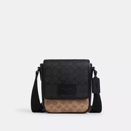 Coach Lucas Crossbody Bag In Blocked Signature Canvas-Color: Qb/Tan/Charcoal/Black