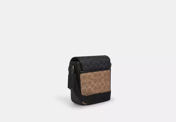 Coach Lucas Crossbody Bag In Blocked Signature Canvas-Color: Qb/Tan/Charcoal/Black - Image 3