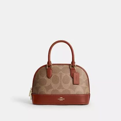 Coach Sabrina Satchel Bag In Signature Canvas-Color: Signature canvas/Im/Tan/Caramel