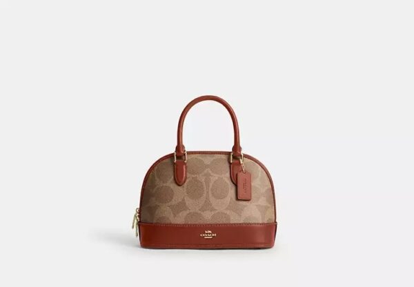 Coach Sabrina Satchel Bag In Signature Canvas-Color: Signature canvas/Im/Tan/Caramel