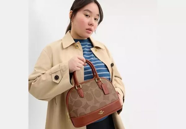 Coach Sabrina Satchel Bag In Signature Canvas-Color: Signature canvas/Im/Tan/Caramel - Image 6