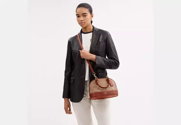 Coach Sabrina Satchel Bag In Signature Canvas-Color: Signature canvas/Im/Tan/Caramel - Image 5