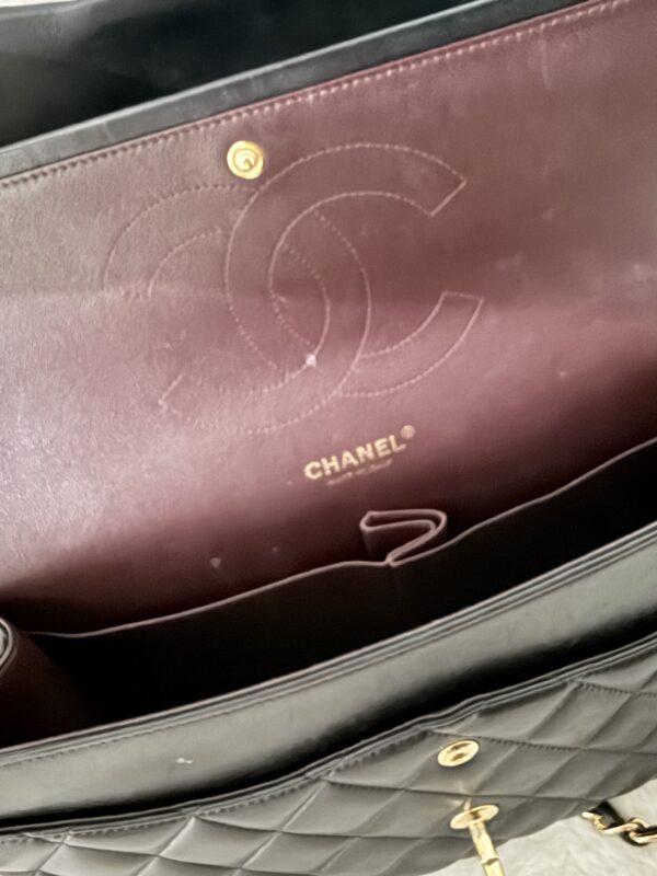 Chanel Jumbo Classic Flap-Lambskin Leather Bag - Image 6
