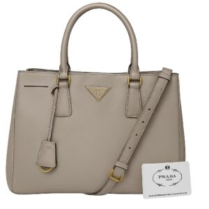 Prada Gallery Bag in Saffiano Lux-Color: Light gray Pomice