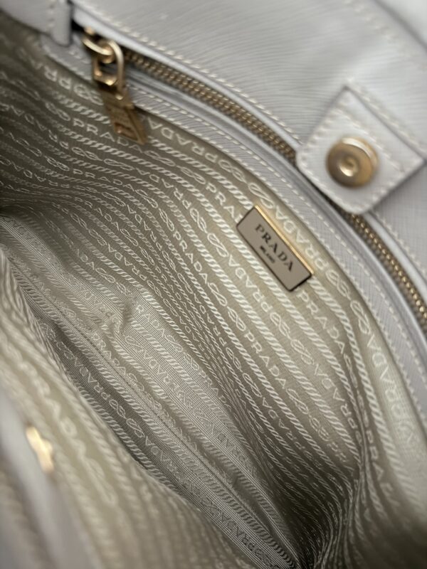 Prada Gallery Bag in Saffiano Lux-Color: Light gray Pomice - Image 5