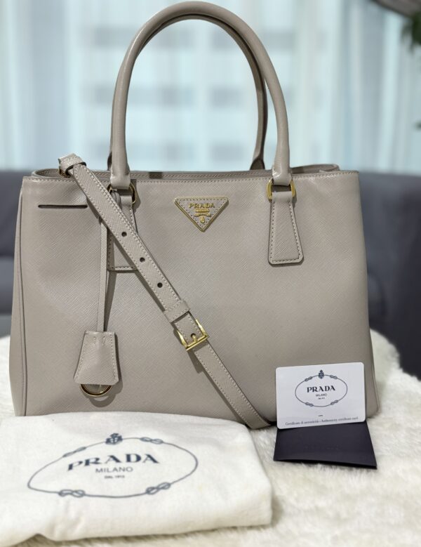 Prada Gallery Bag in Saffiano Leather-Color: Light gray Pomice