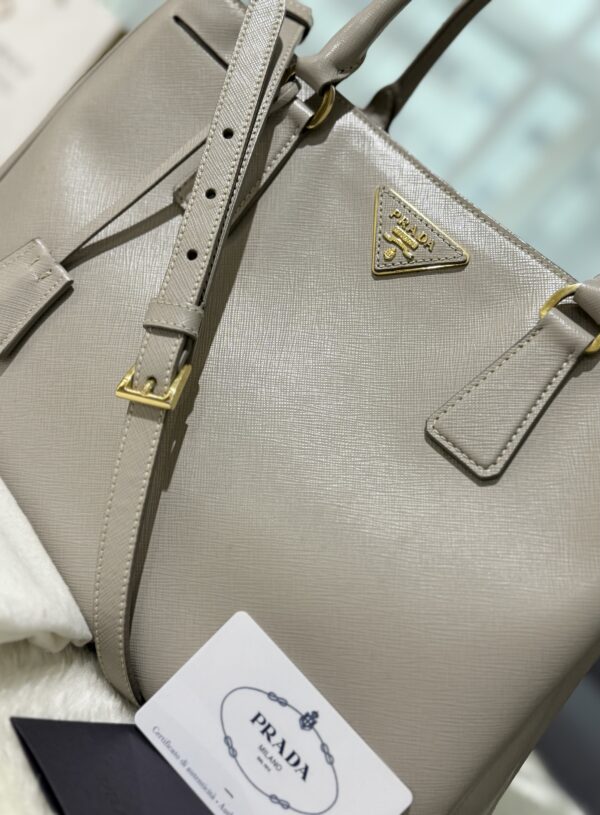 Prada Gallery Bag in Saffiano Leather-Color: Light gray Pomice - Image 9