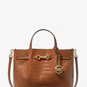 Michael Kors Carson Medium Crocodile Embossed Satchel- Luggage