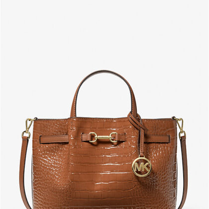 Michael Kors Carson Medium Crocodile Embossed Satchel- Luggage
