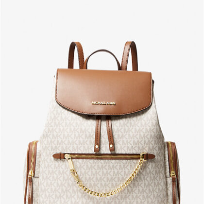 Michael Kors Jet set Large Logo Backpack- Vanilla