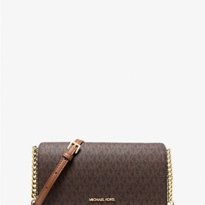 Michael Kors Jet Set Medium Signature Logo Crossbody Bag- Brown