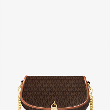 Michael Kors Mila Small Signature Logo Crossbody Bag- Brown
