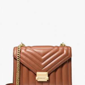 Micheal Kors Whitney Medium Quilted Shoulder Bag- Luggage/Brown