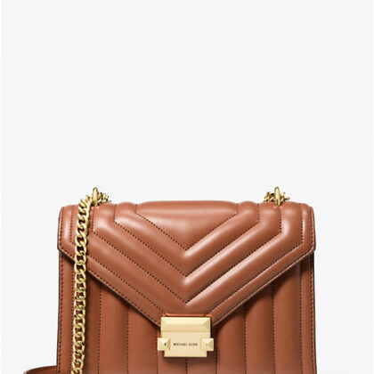 Micheal Kors Whitney Medium Quilted Shoulder Bag- Luggage/Brown