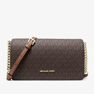 Michael Kors Jet Set Medium Signature Logo Crossbody Bag- Brown