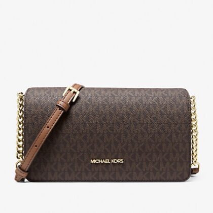 Michael Kors Jet Set Medium Signature Logo Crossbody Bag- Brown