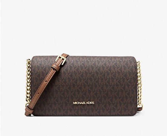 Michael Kors Jet Set Medium Signature Logo Crossbody Bag- Brown