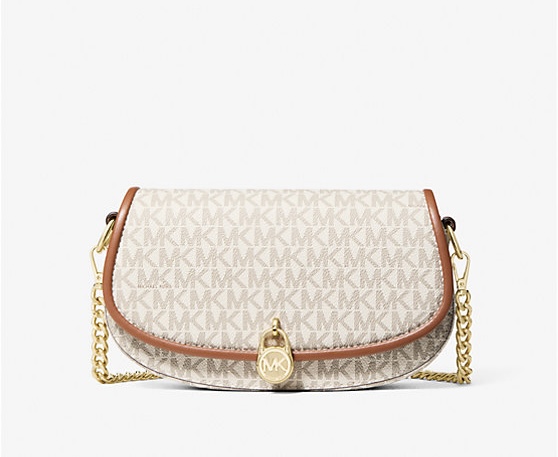 Michael Kors Mila Small Signature Logo Crossbody Bag- Vanilla